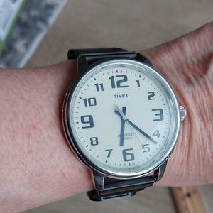 💚5/$25 Timex Black Mesh Metal Magnetic Large Face Watch